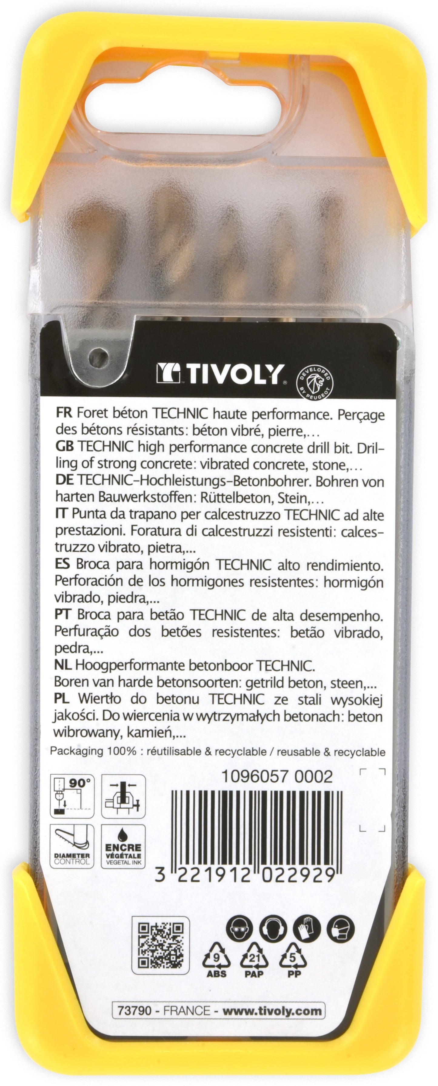 Tivoly 5 forets béton gradués SLR Ø 4 à 10mm