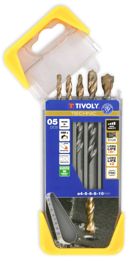 Tivoly   5 forets béton gradués SLR Ø 4 à 10mm