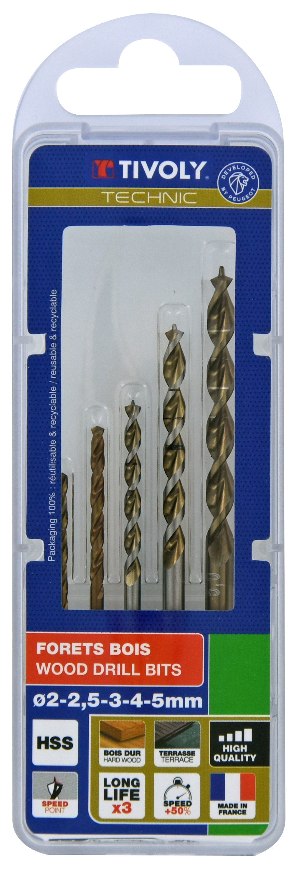 Tivoly   5 forets bois speed point Ø 2 à 5mm
