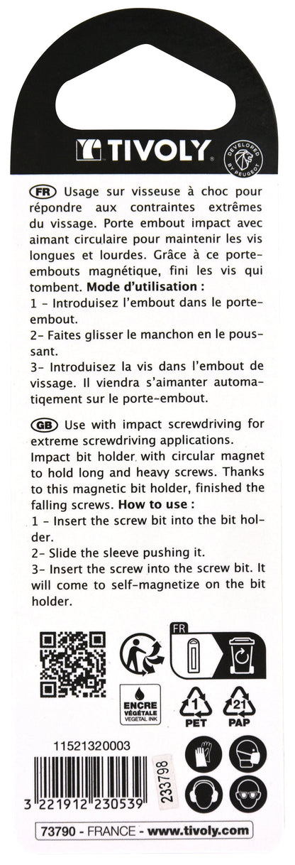 Tivoly   Porte-embout Impact aimanté pour vis longue et lourde