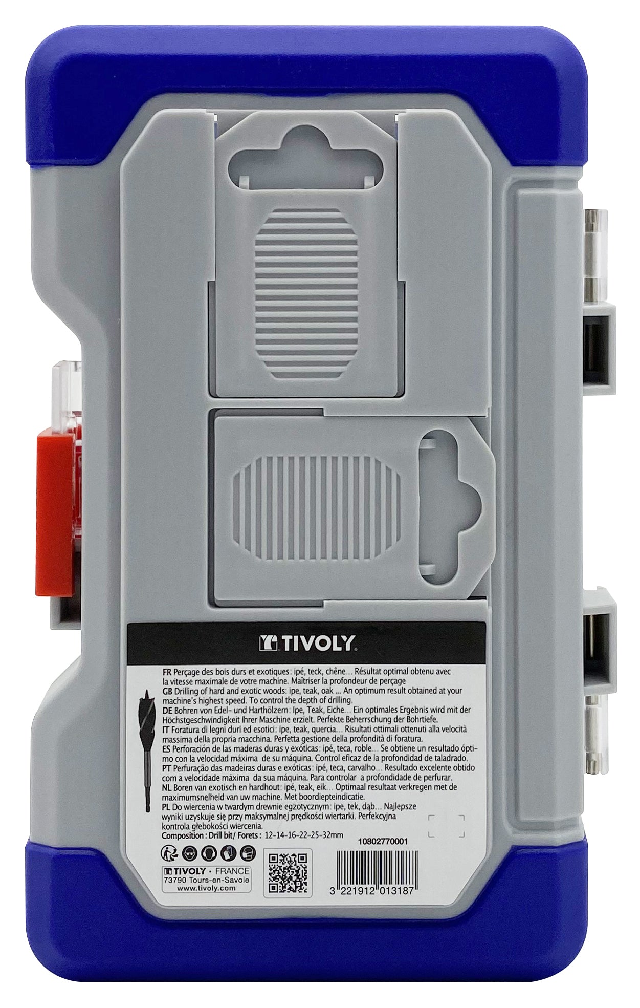 Tivoly   Coffret 6 forets bois 4 taillants queue hexagonale Ø 12 à 32mm