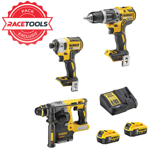 Pack 3 outils DEWALT DCKRT05 Perceuse + visseuse à choc + perforateur SDS-plus + 2 batteries + chargeur
