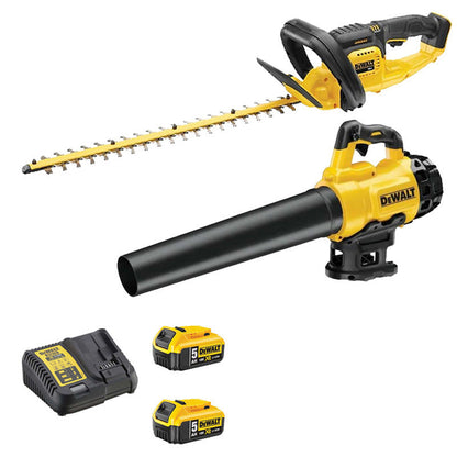 Pack 2 outils DEWALT DCKRT02GA Souffleur + Taille-haie 18V + 2 batteries + chargeur