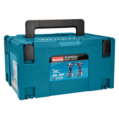 Pack 2 outils MAKITA DLX2423AJ - 18V avec Perceuse DDF487 + Visseuse à chocs DTD157 + 2 batteries 2Ah + chargeur